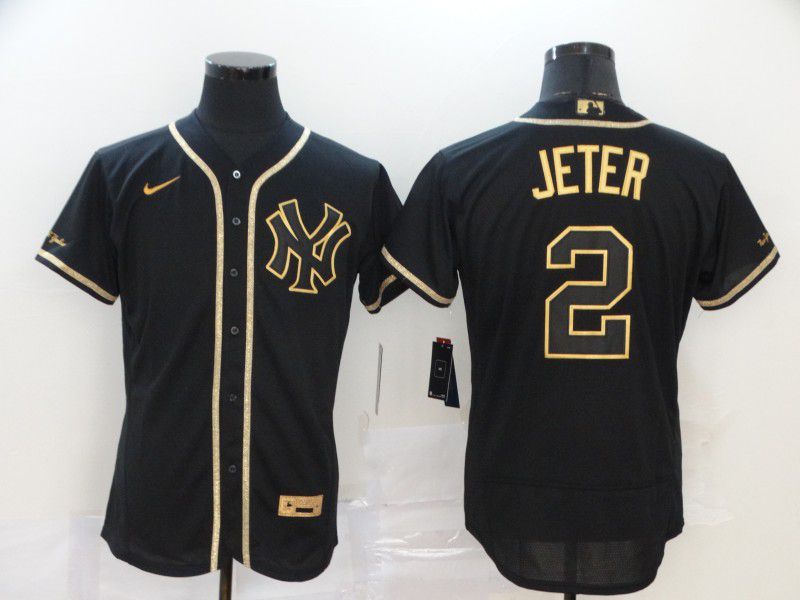 Men New York Yankees #2 Jeter Black Nike Elite MLB Jerseys->tampa bay buccaneers->NFL Jersey